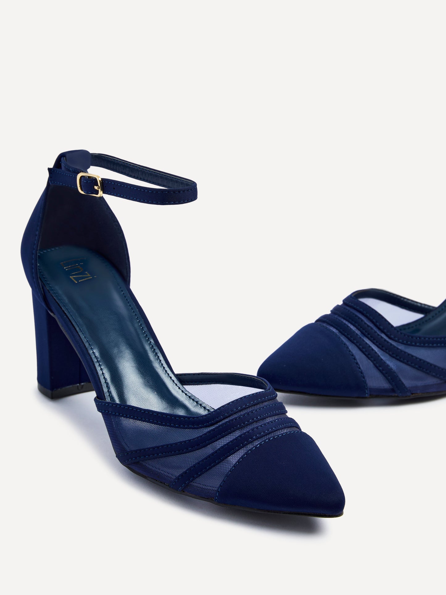 Tasha Navy Scuba Mesh Court Heels
