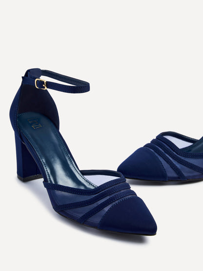 Tasha Navy Scuba Mesh Court Heels