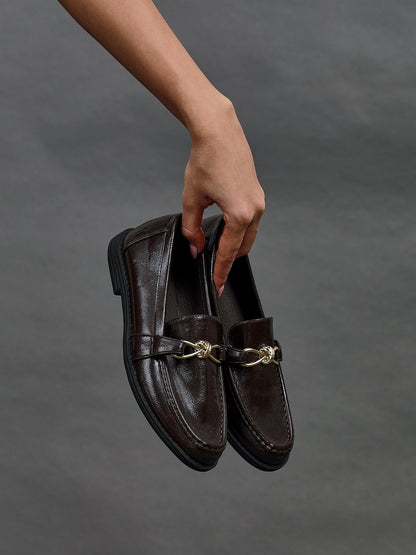 Affluent Brown Faux Leather Loafers