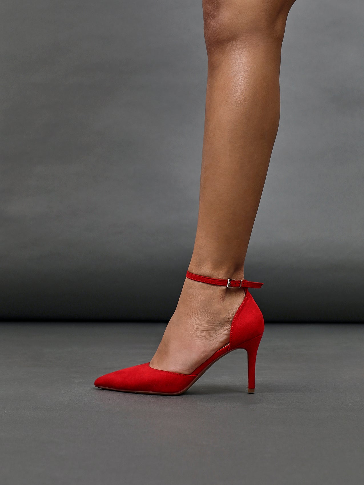 Thea Red Faux Leather Stiletto Court Heels