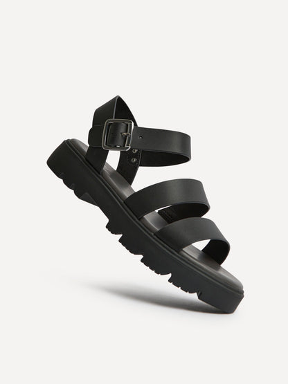 Tayla Wide Fit Black Gladiator Sandals
