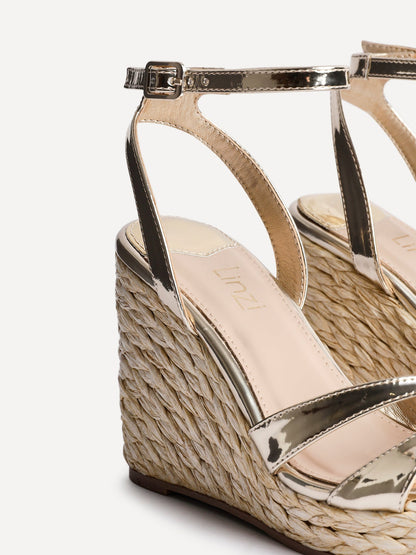 Tequila Gold Crossover Espadrille Wedges