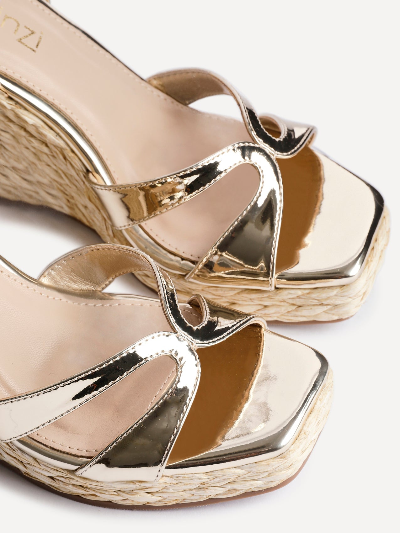 Tequila Gold Crossover Espadrille Wedges
