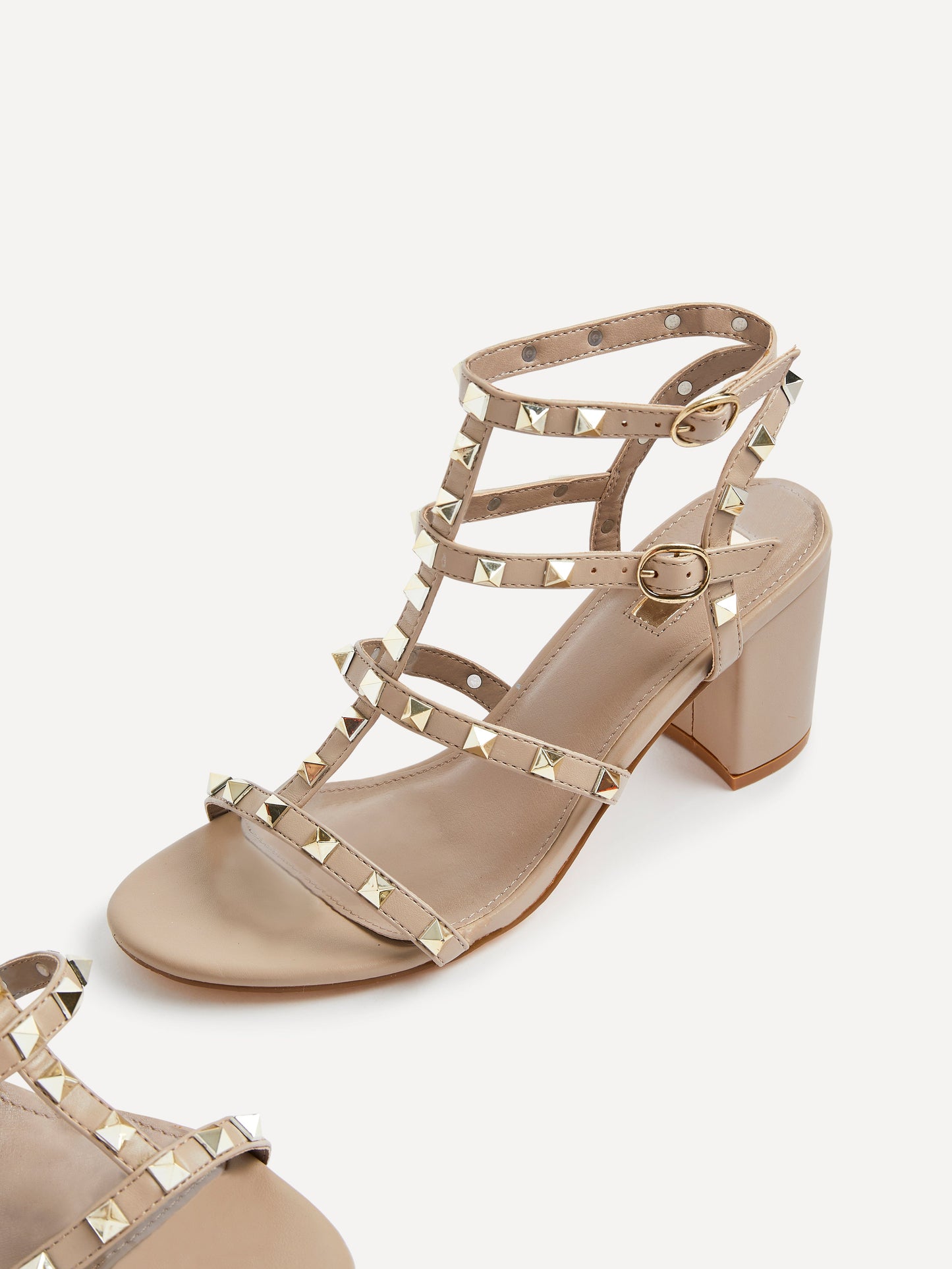 Tessa Taupe Studded Block Heel Sandals