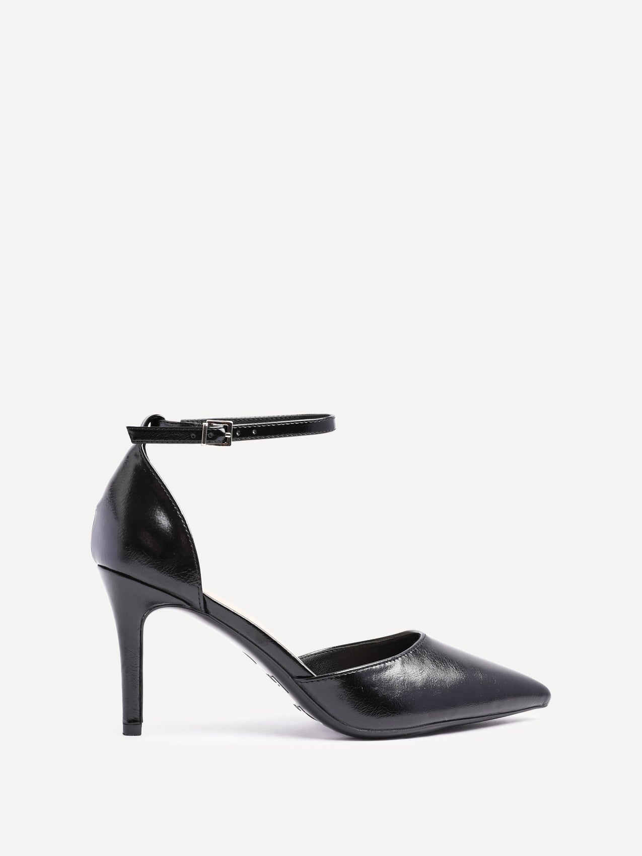 Thea Black Faux Leather Stiletto Court Heels