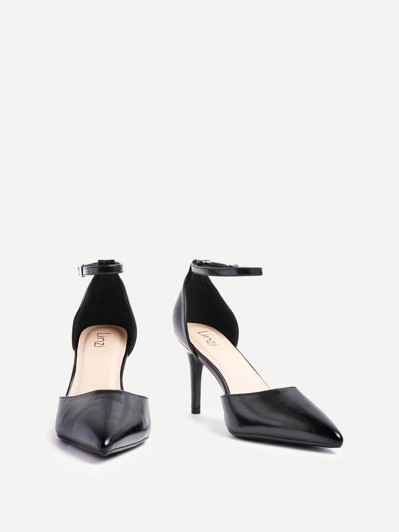 Thea Black Faux Leather Stiletto Court Heels