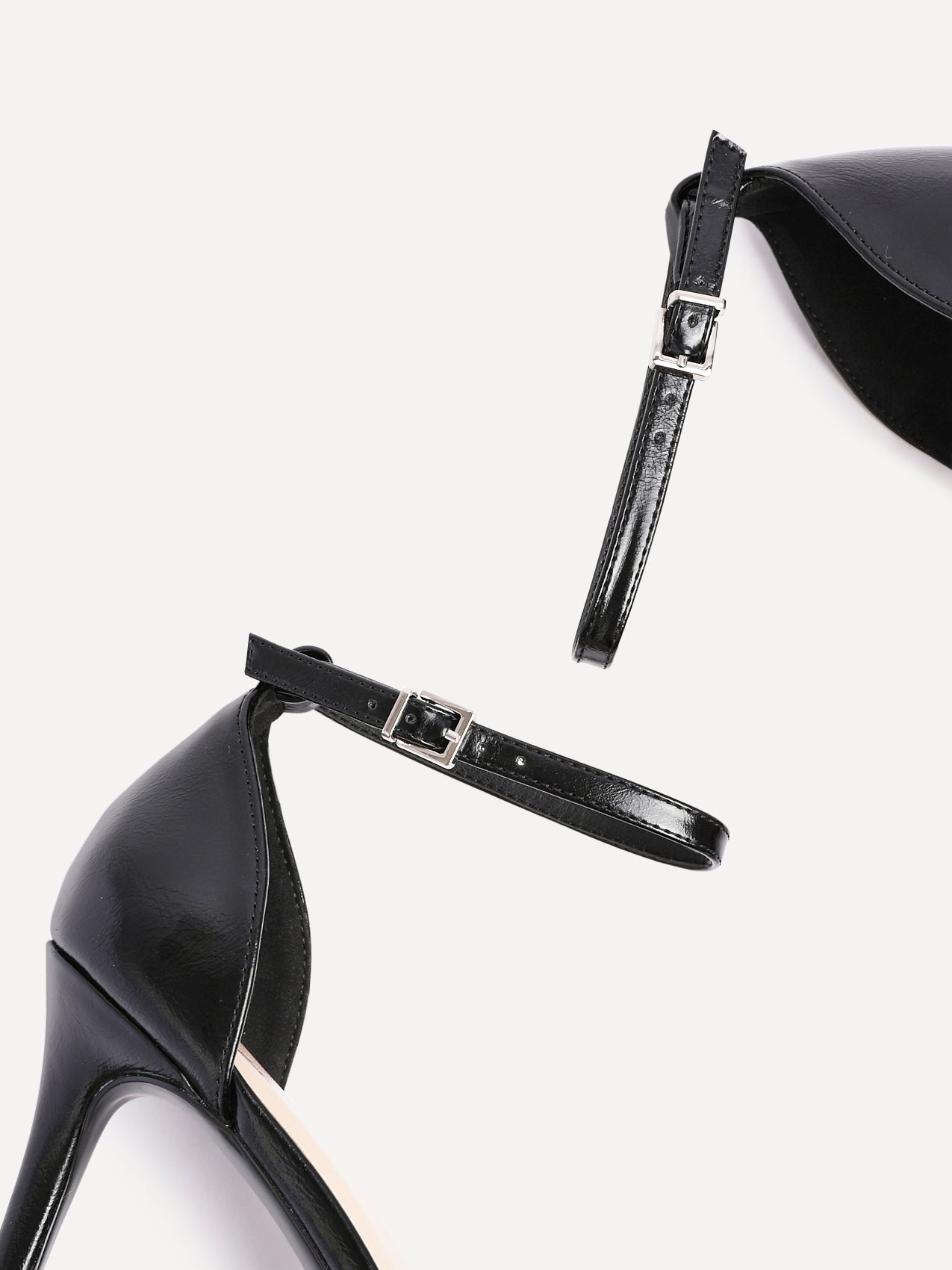 Thea Black Faux Leather Stiletto Court Heels