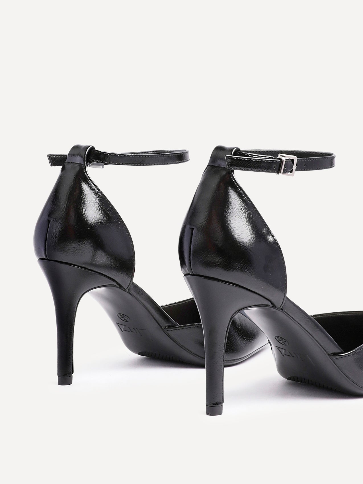 Thea Black Faux Leather Stiletto Court Heels