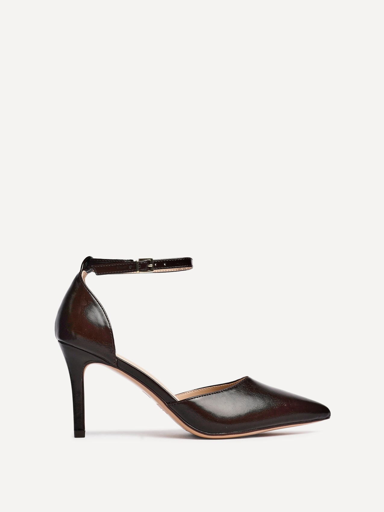 Thea Brown Faux Leather Stiletto Court Heels