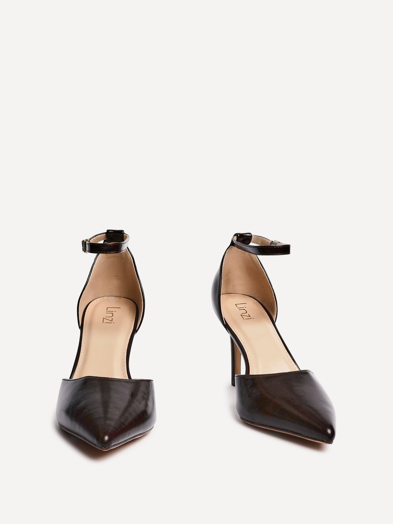 Thea Brown Faux Leather Stiletto Court Heels