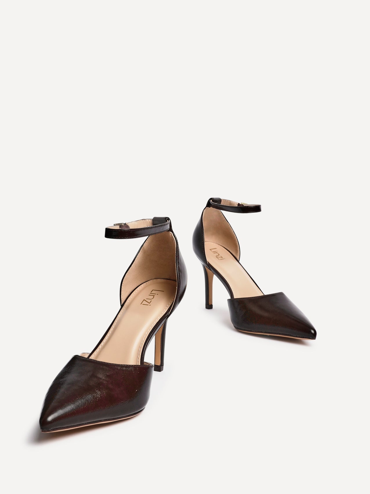 Thea Brown Faux Leather Stiletto Court Heels