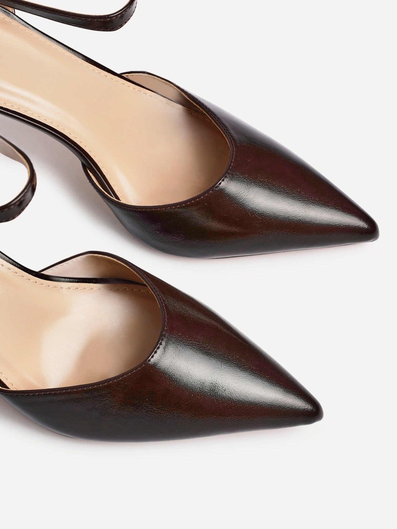 Thea Brown Faux Leather Stiletto Court Heels