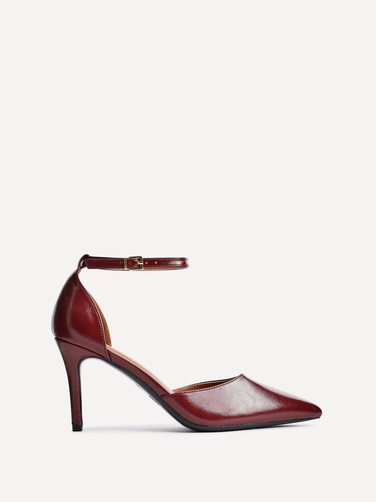 Thea Burgundy Faux Leather Stiletto Court Heels