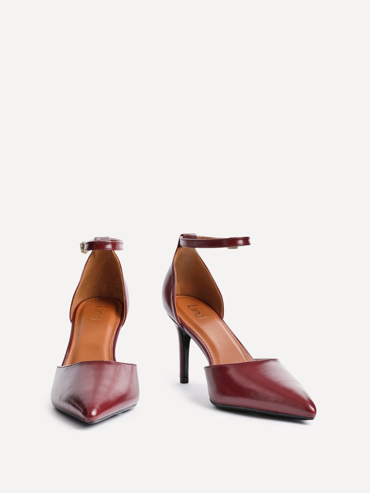Thea Burgundy Faux Leather Stiletto Court Heels