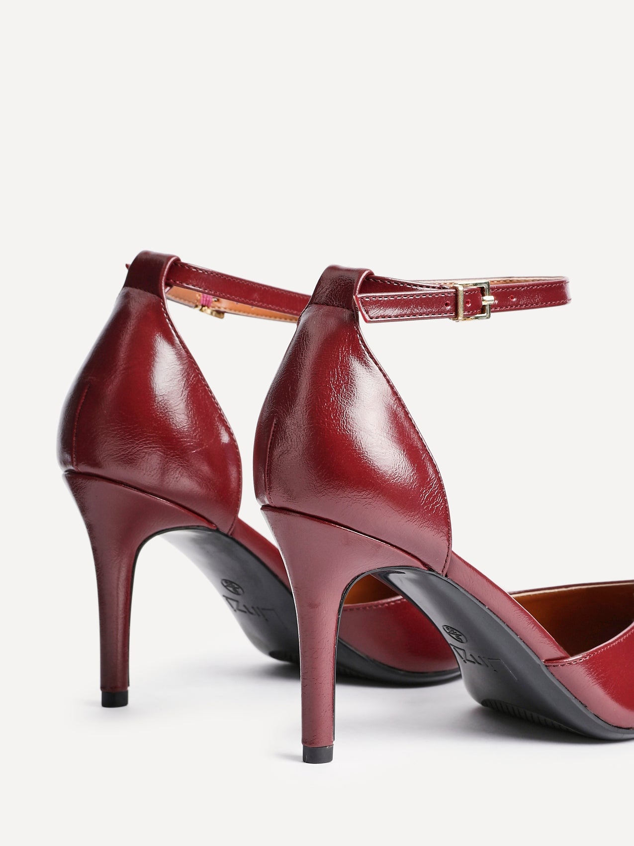 Thea Burgundy Faux Leather Stiletto Court Heels