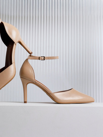 Thea Camel Faux Leather Stiletto Court Heels