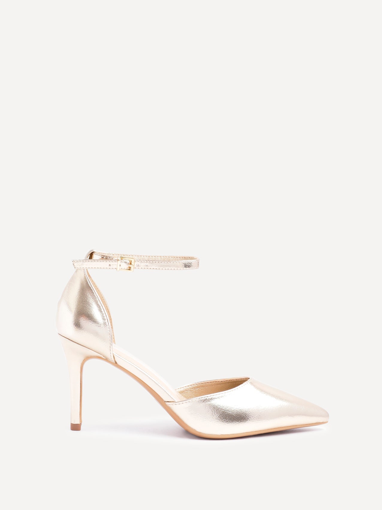 Thea Gold Faux Leather Stiletto Court Heels