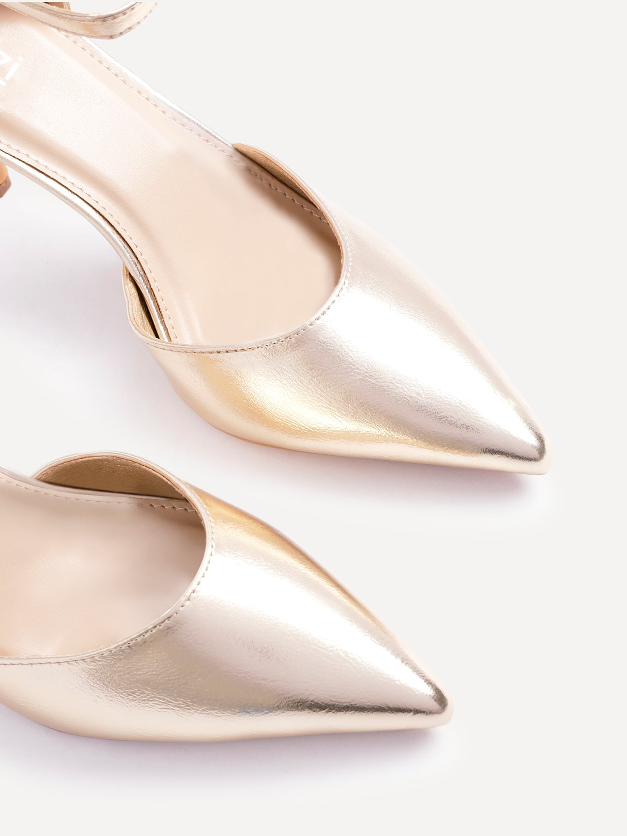 Thea Gold Faux Leather Stiletto Court Heels