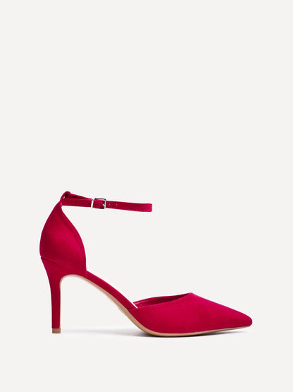 Thea Red Faux Leather Stiletto Court Heels