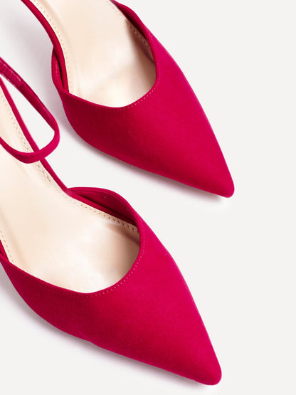 Thea Red Faux Leather Stiletto Court Heels