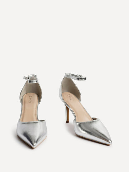 Thea Silver Faux Leather Stiletto Court Heels