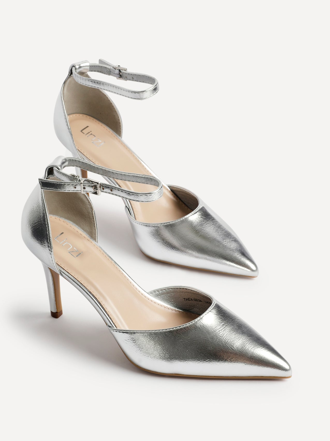 Thea Silver Faux Leather Stiletto Court Heels