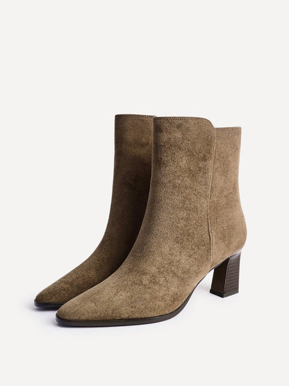 Thorn Brown Block Heeled Ankle Boots