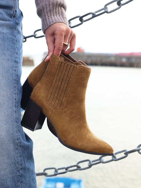 Thrive Tan Block Heeled Boots