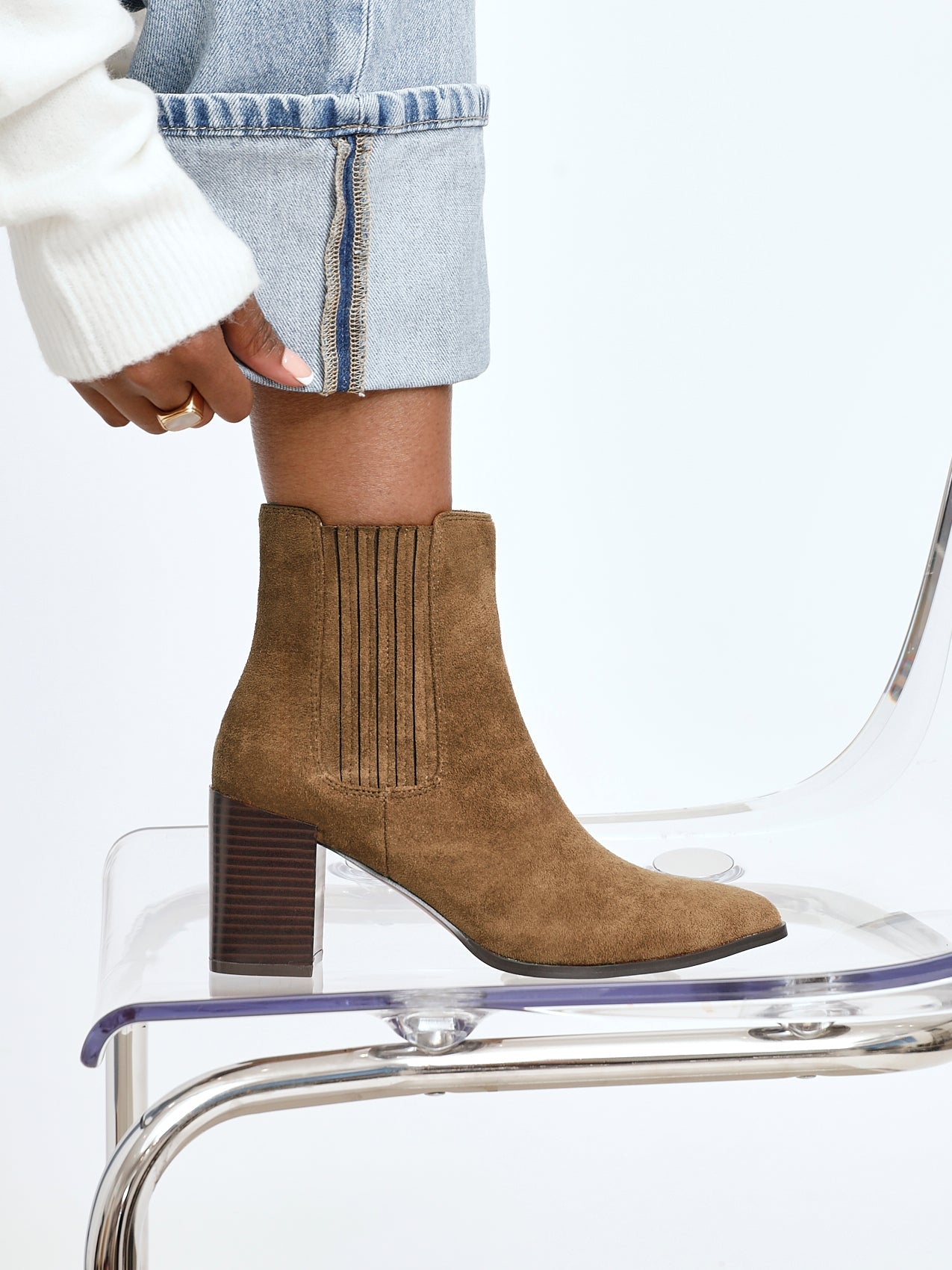 Thrive Tan Block Heeled Boots