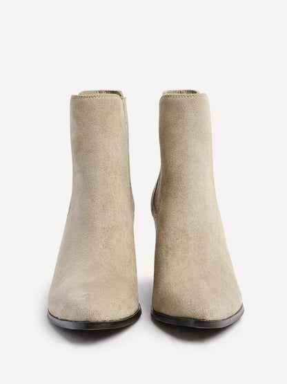 Thrive Taupe Block Heeled Boots