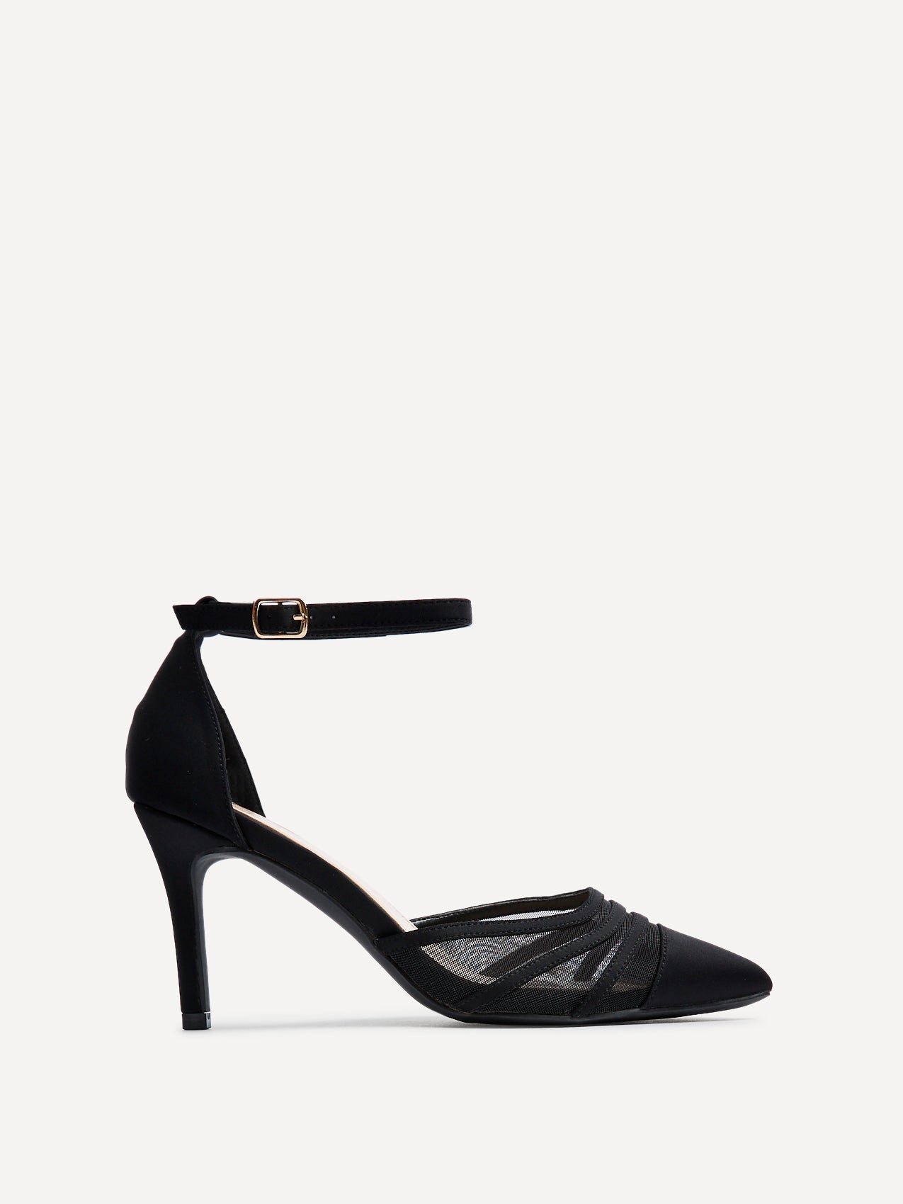 Tianey Wide Fit Black Scuba Mesh Court Heels