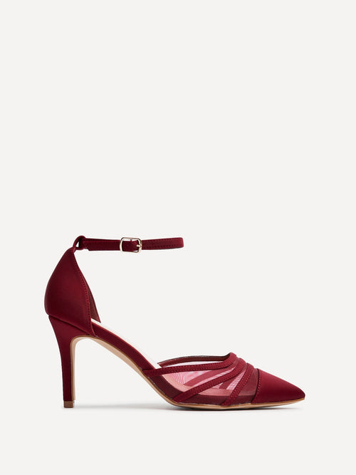 Tianey Wide Fit Burgundy Mesh Court Heels