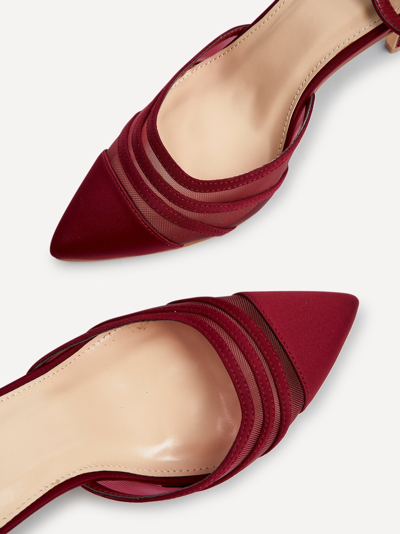 Tianey Wide Fit Burgundy Mesh Court Heels