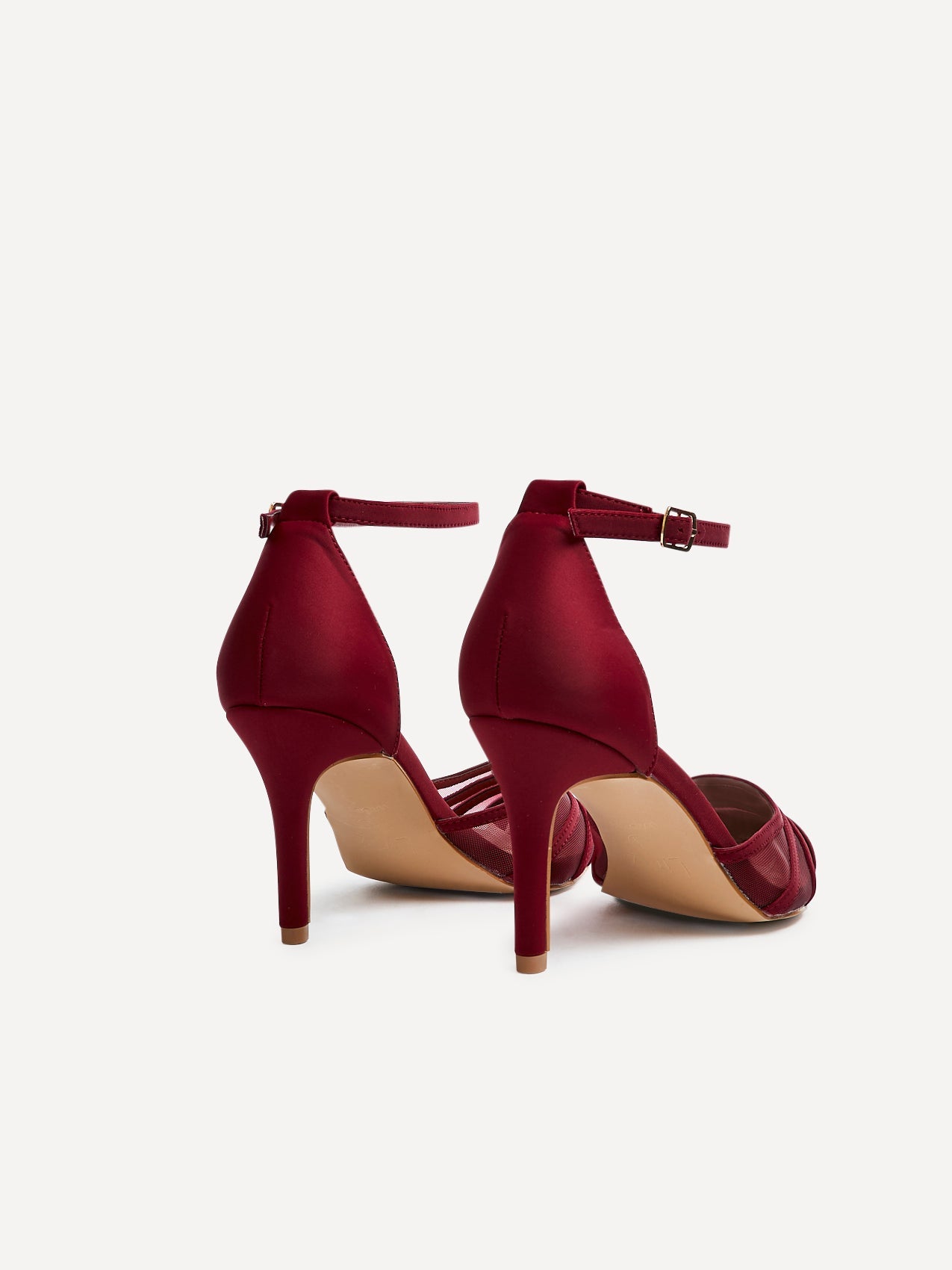 Tianey Wide Fit Burgundy Mesh Court Heels