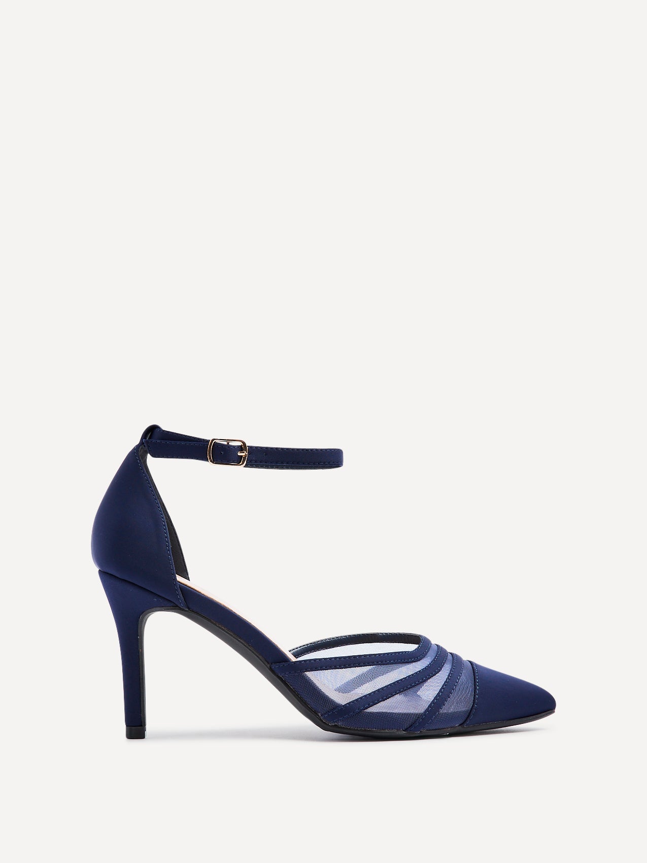 Tianey Wide Fit Navy Scuba Mesh Court Heels