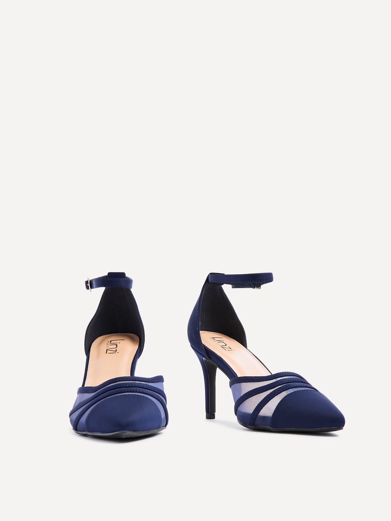 Tianey Wide Fit Navy Scuba Mesh Court Heels