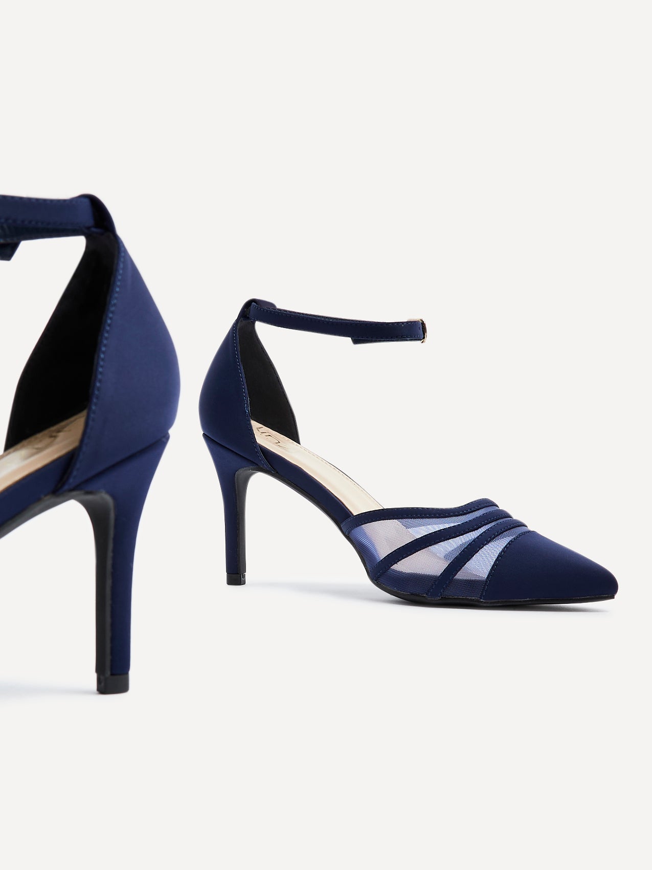 Tianey Wide Fit Navy Scuba Mesh Court Heels