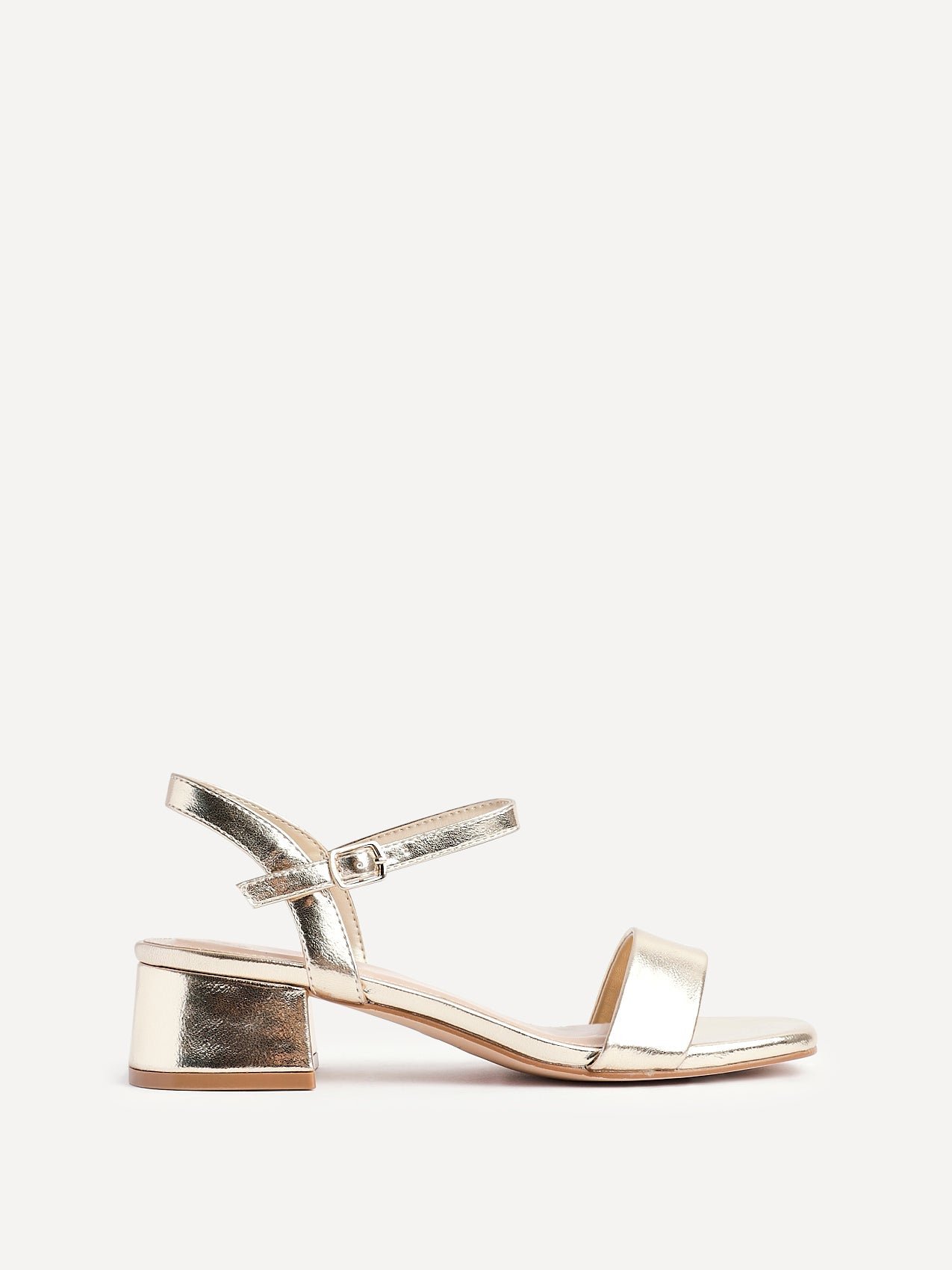 Tillie Gold Faux Leather Low Heels
