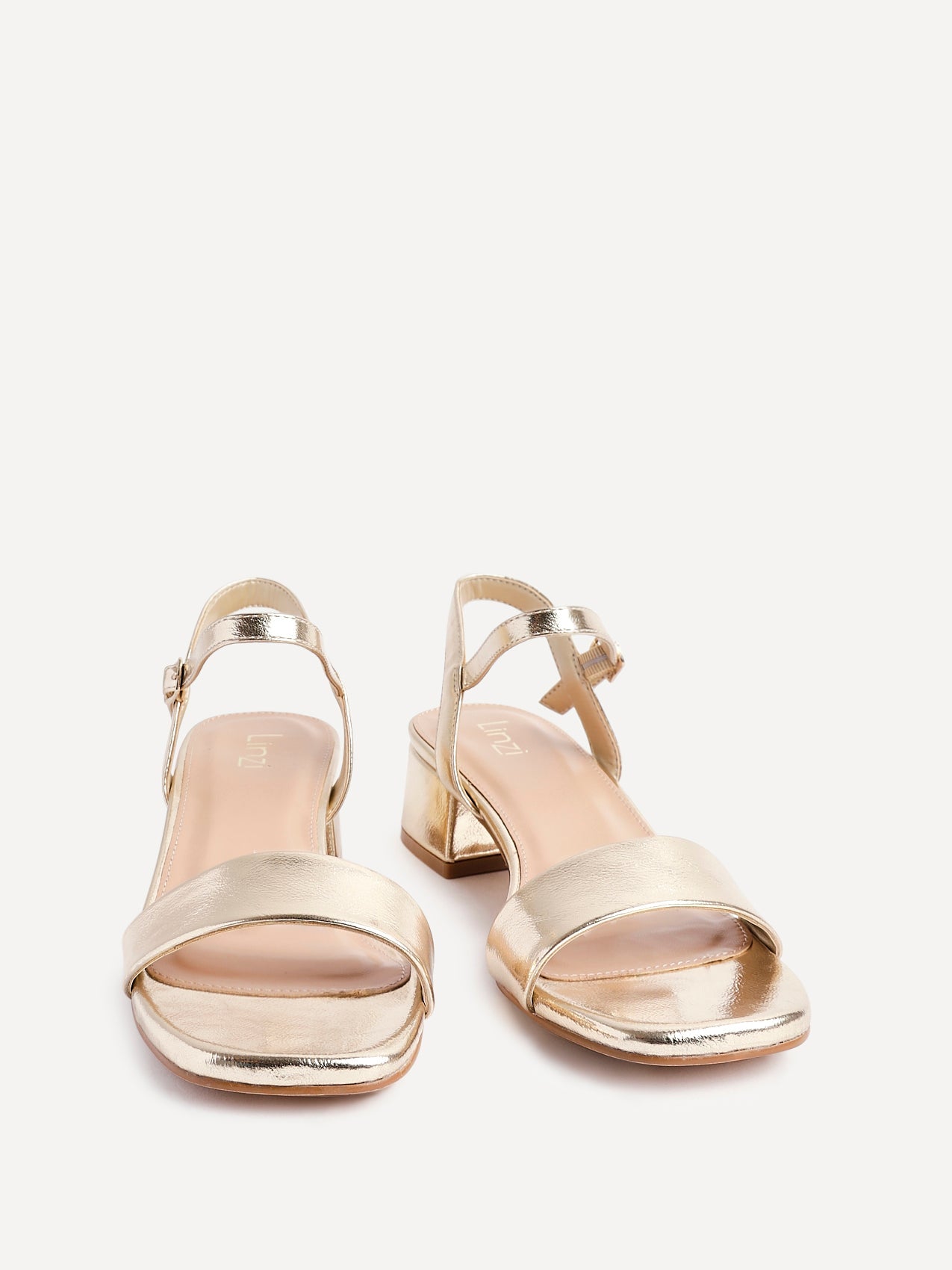 Tillie Gold Faux Leather Low Heels