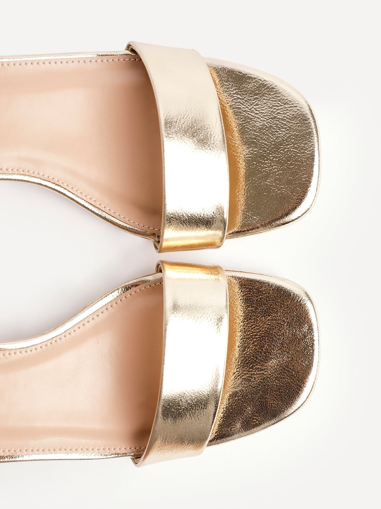Tillie Gold Faux Leather Low Heels