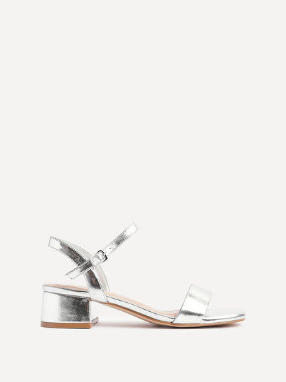 Tillie Silver Faux Leather Low Heels