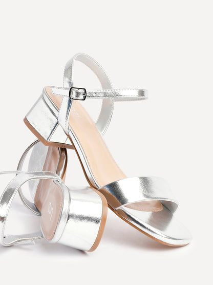 Tillie Silver Faux Leather Low Heels