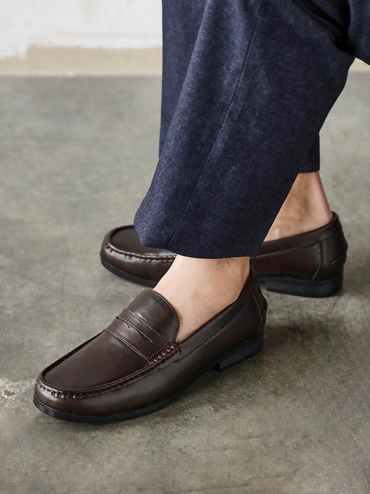Tommaso Mens Brown Faux Leather Loafers