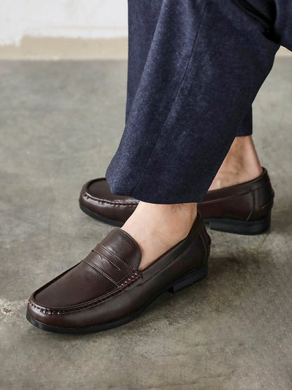 Tommaso Mens Brown Faux Leather Loafers