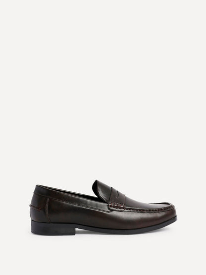 Tommaso Mens Brown Faux Leather Loafers