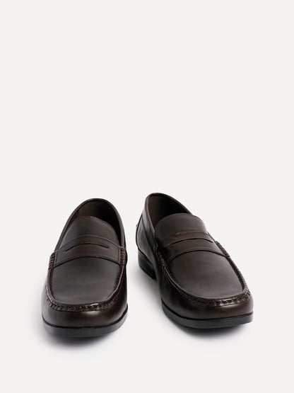Tommaso Mens Brown Faux Leather Loafers