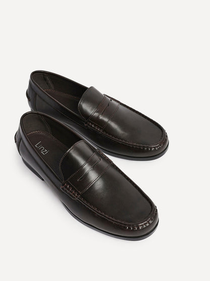 Tommaso Mens Brown Faux Leather Loafers