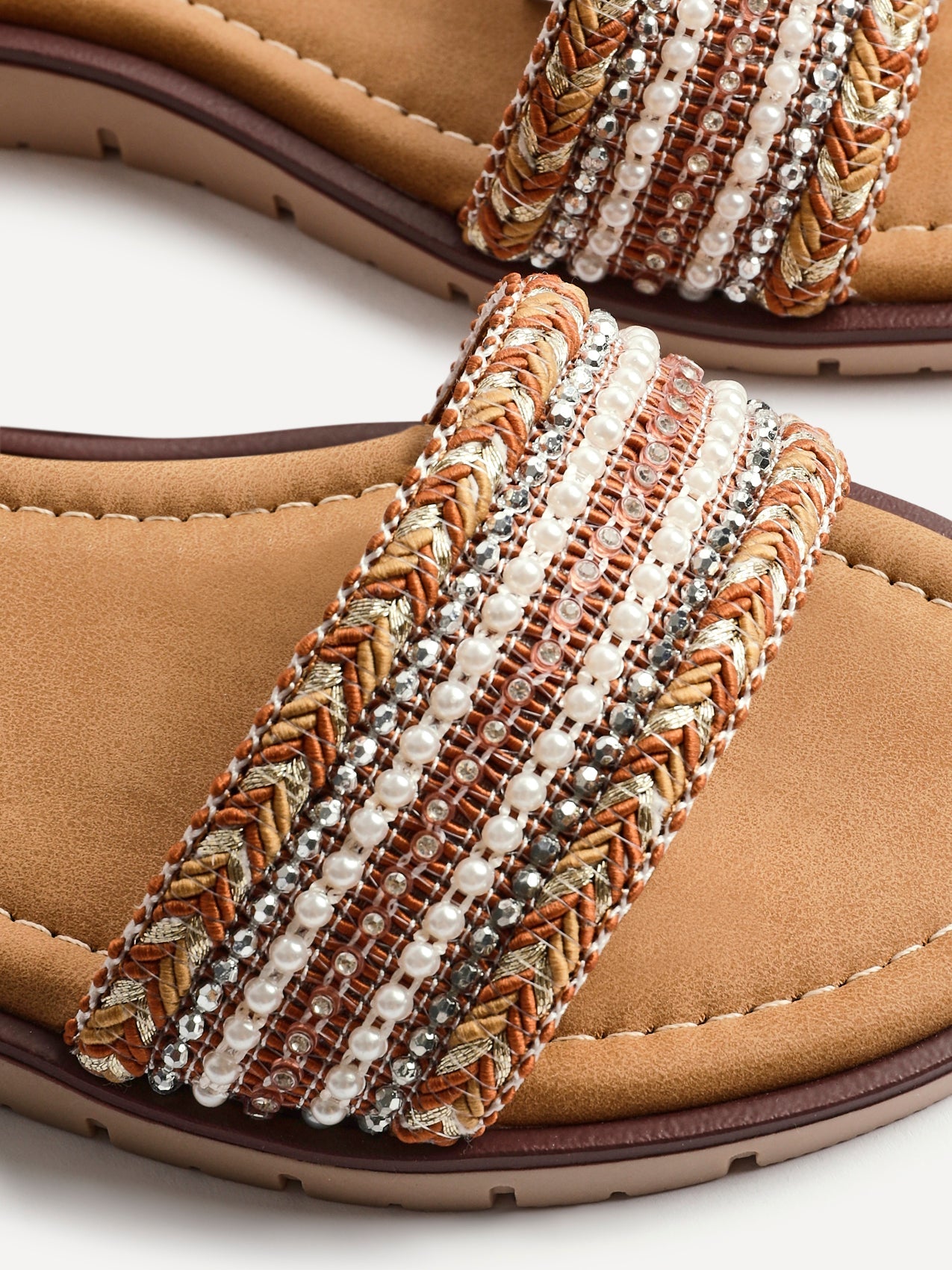 Topaz Wide Fit Tan Flat Sandals