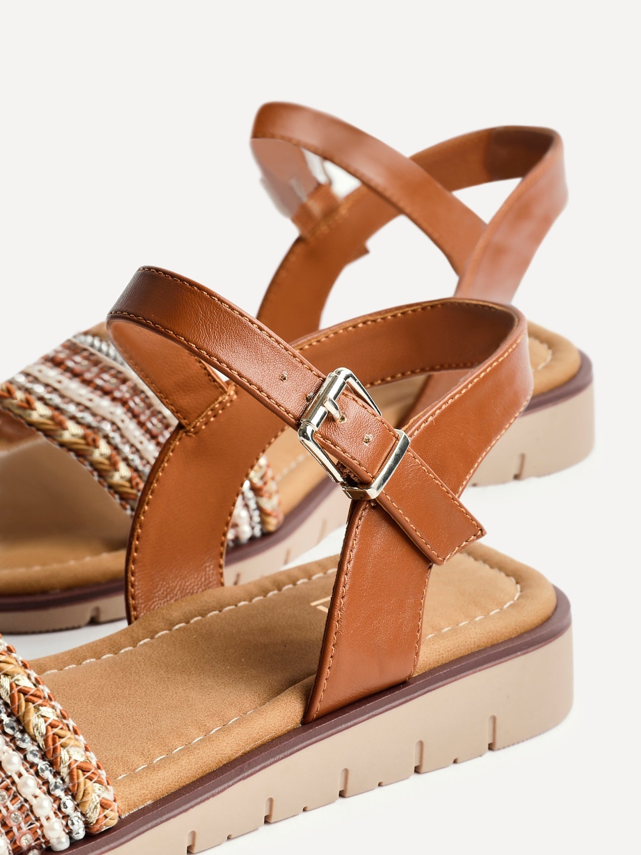 Topaz Wide Fit Tan Flat Sandals