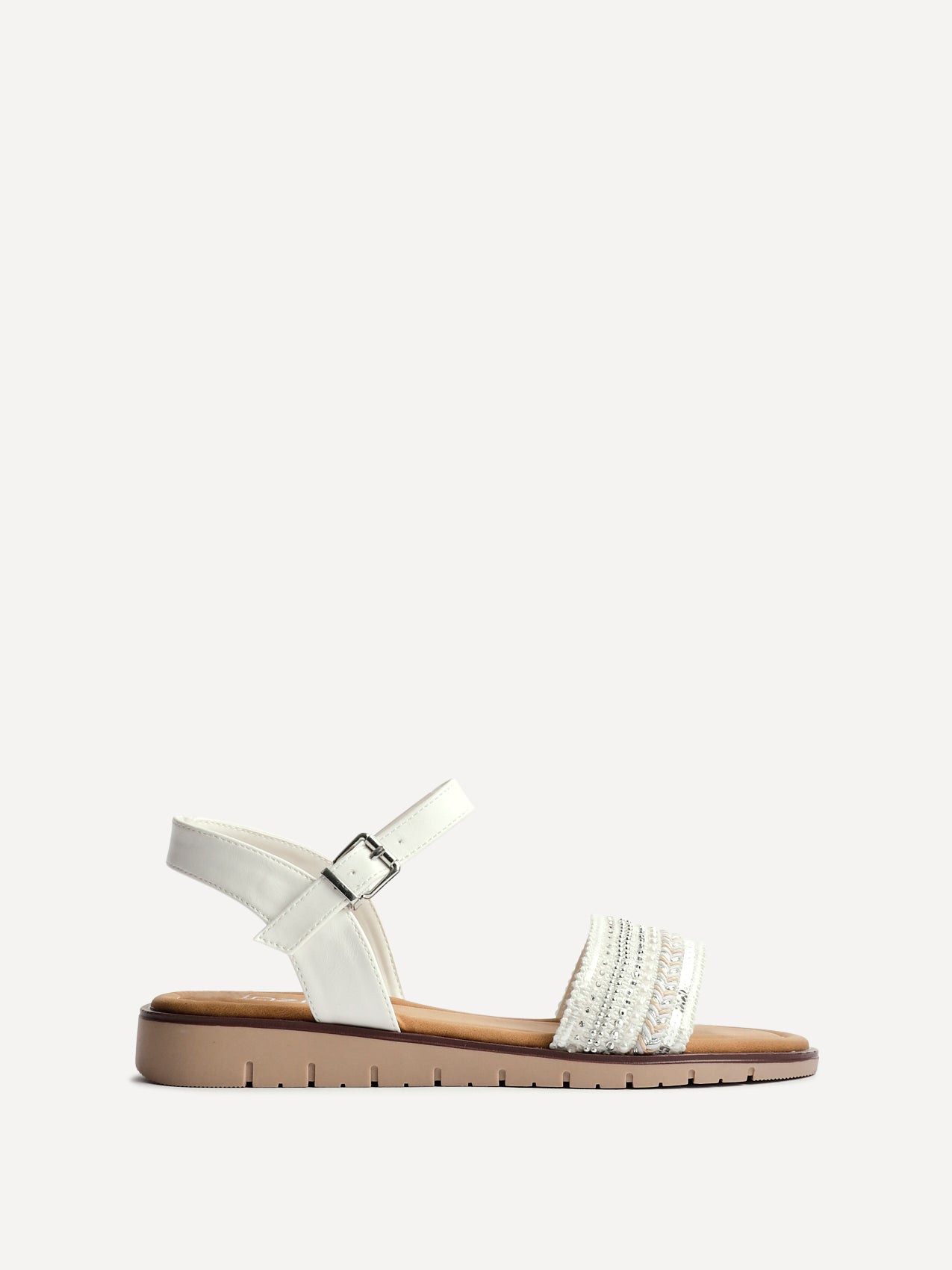 Topaz Wide Fit White Flat Sandals